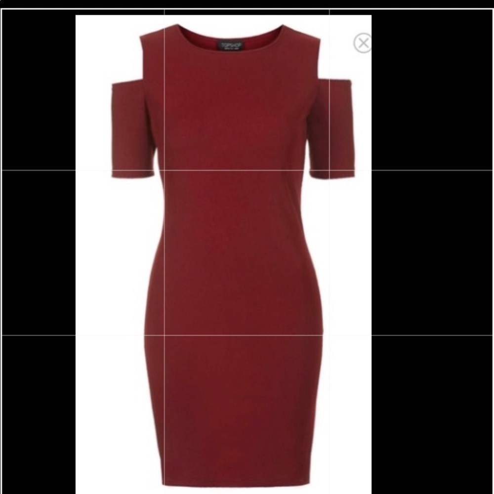 TOPSHOP cold shoulder cut out maroon fall dress - Picture 2 of 4